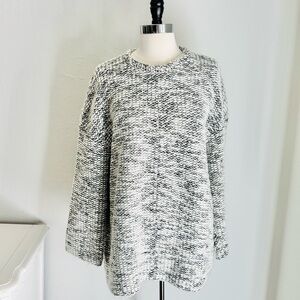 Helmut Lang Boucle Wool Blend Drop Shoulder Pullover Sweater, Gray Small